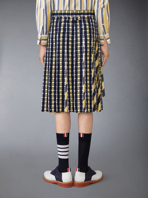 REPP STRIPE GROSGRAIN TWEED PLEATED SKIRT - image 3