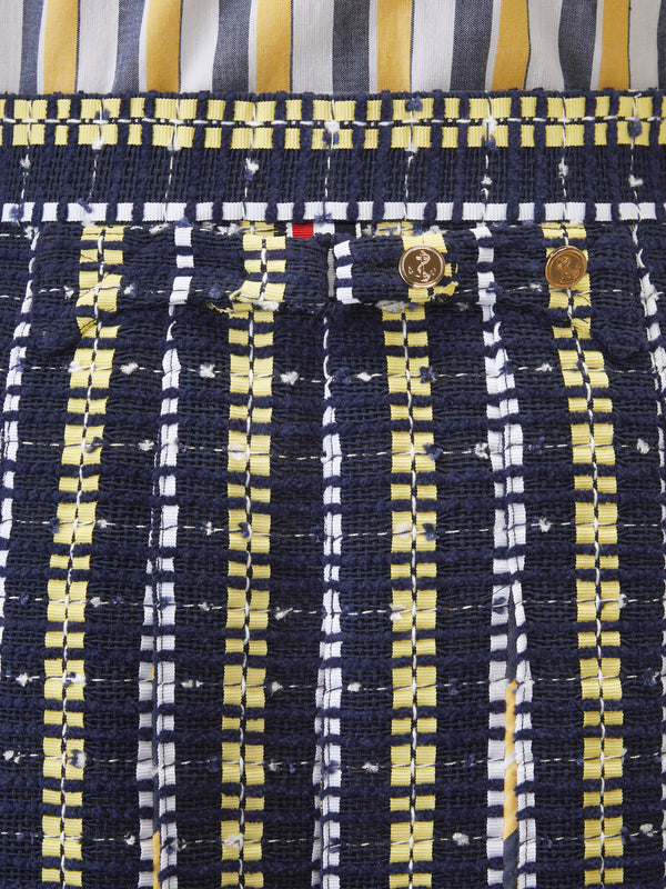 REPP STRIPE GROSGRAIN TWEED PLEATED SKIRT - image 5