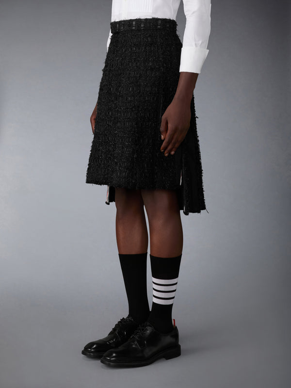 SATIN RIBBON TWEED FRAYED PLEATED SKIRT - image 2