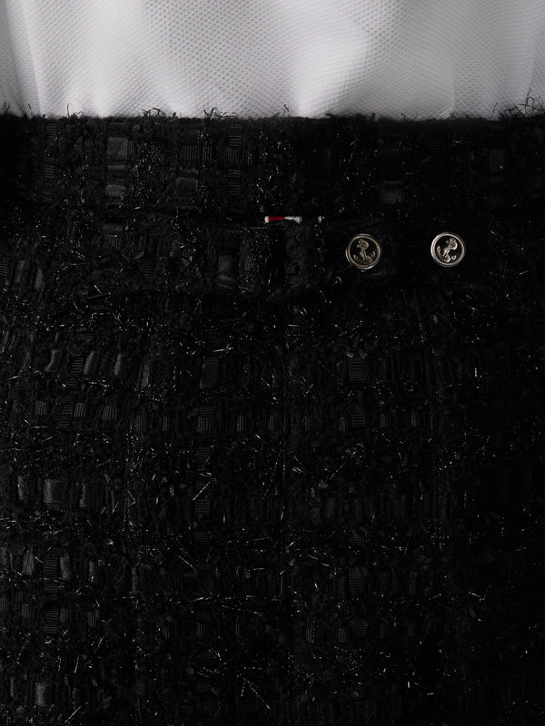 SATIN RIBBON TWEED FRAYED PLEATED SKIRT - image 5