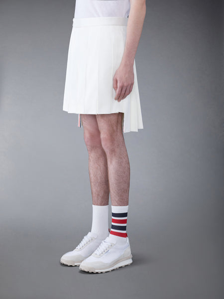 ツイルローライズプリーツスカート 白