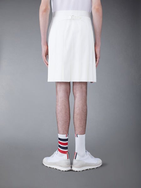 ツイルローライズプリーツスカート 白