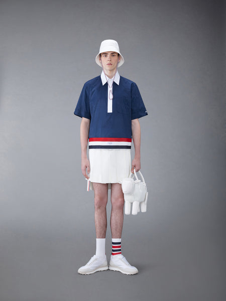 ツイルローライズプリーツスカート 白