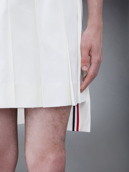 ツイルローライズプリーツスカート 白