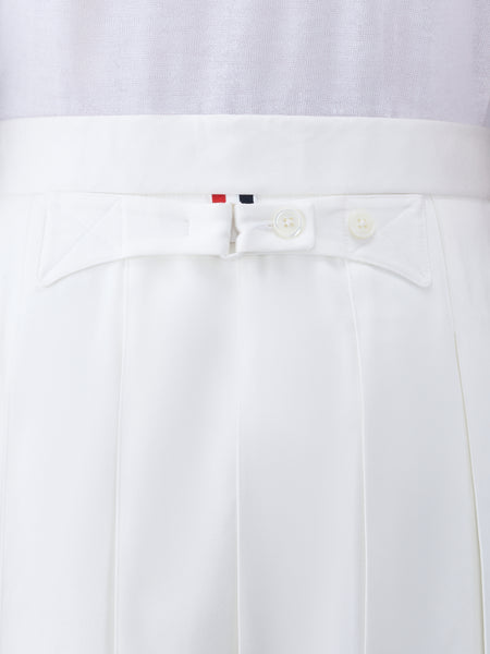 ツイルローライズプリーツスカート 白