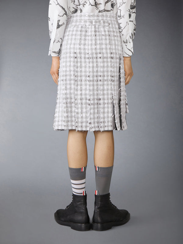 GINGHAM TWEED LOW RISE PLEATED SKIRT - image 3