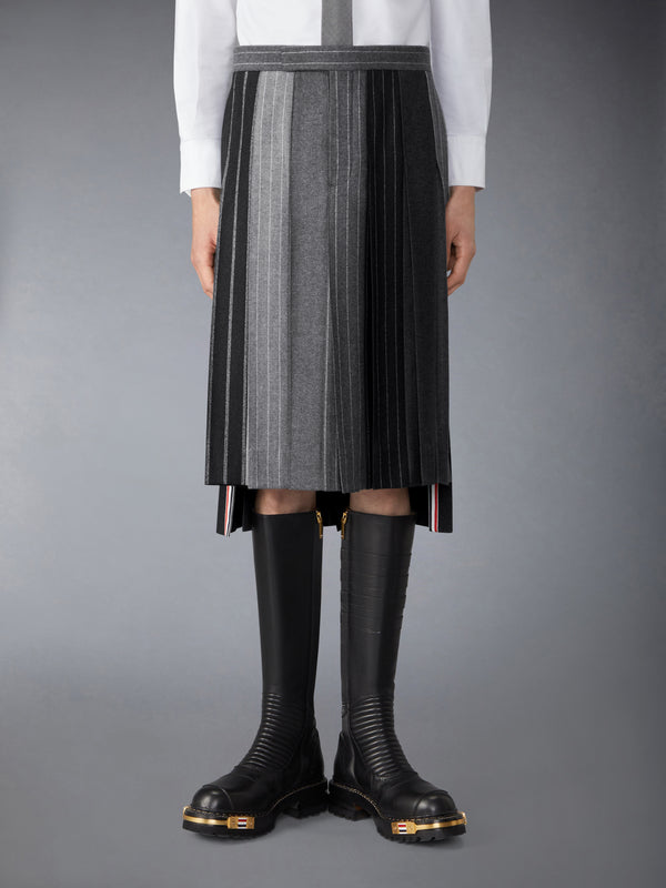 FLANNEL BANKER STRIPE PLEATED SKIRT - image 1