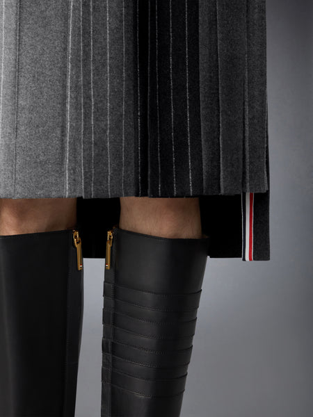 FLANNEL BANKER STRIPE PLEATED SKIRT MED GREY