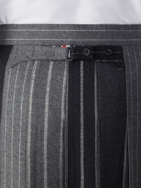 FLANNEL BANKER STRIPE PLEATED SKIRT MED GREY