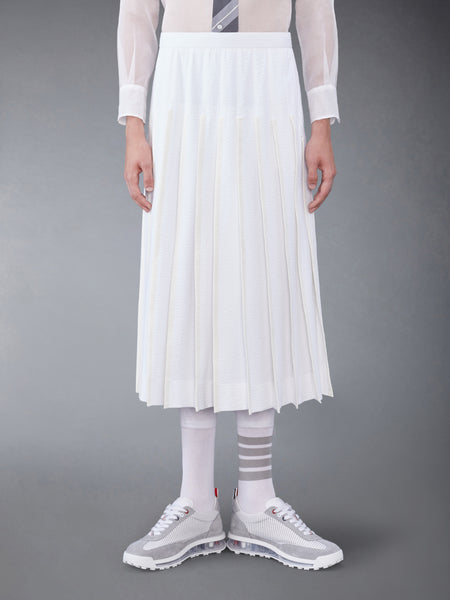 COTTON SEERSUCKER PLEATED SKIRT WHITE