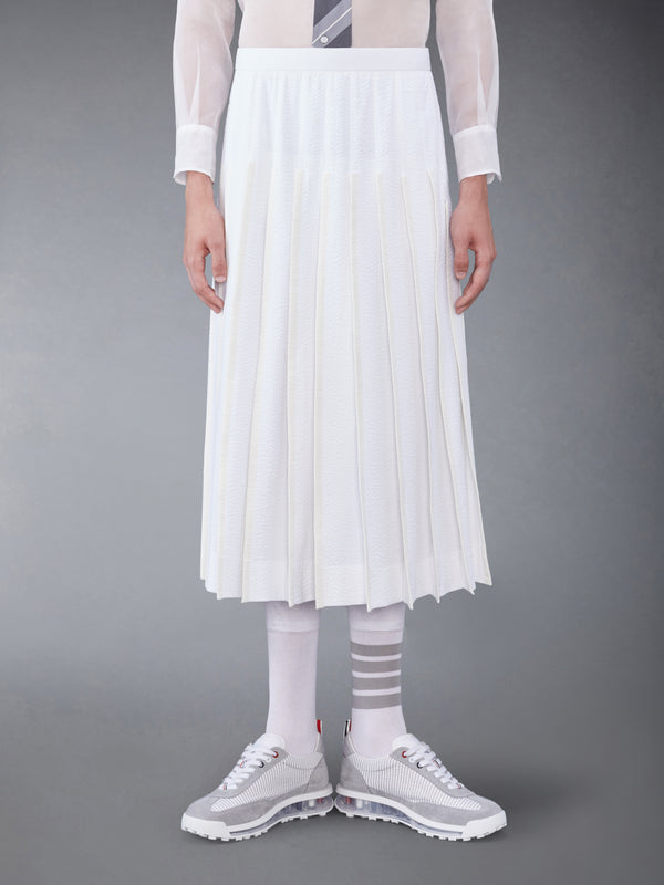COTTON SEERSUCKER PLEATED SKIRT - featured image