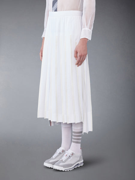 COTTON SEERSUCKER PLEATED SKIRT WHITE