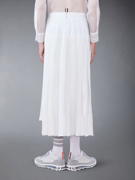 COTTON SEERSUCKER PLEATED SKIRT WHITE