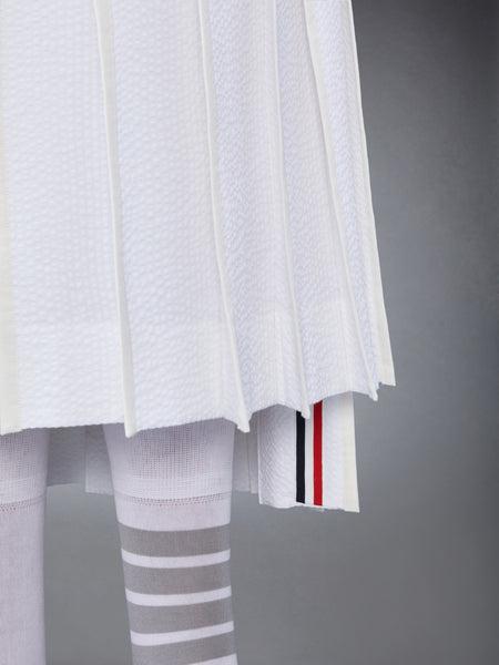 COTTON SEERSUCKER PLEATED SKIRT WHITE