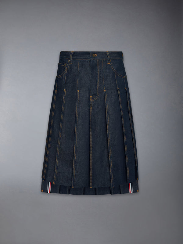 SELVEDGE DENIM 5-POCKET PLEATED SKIRT - featured image