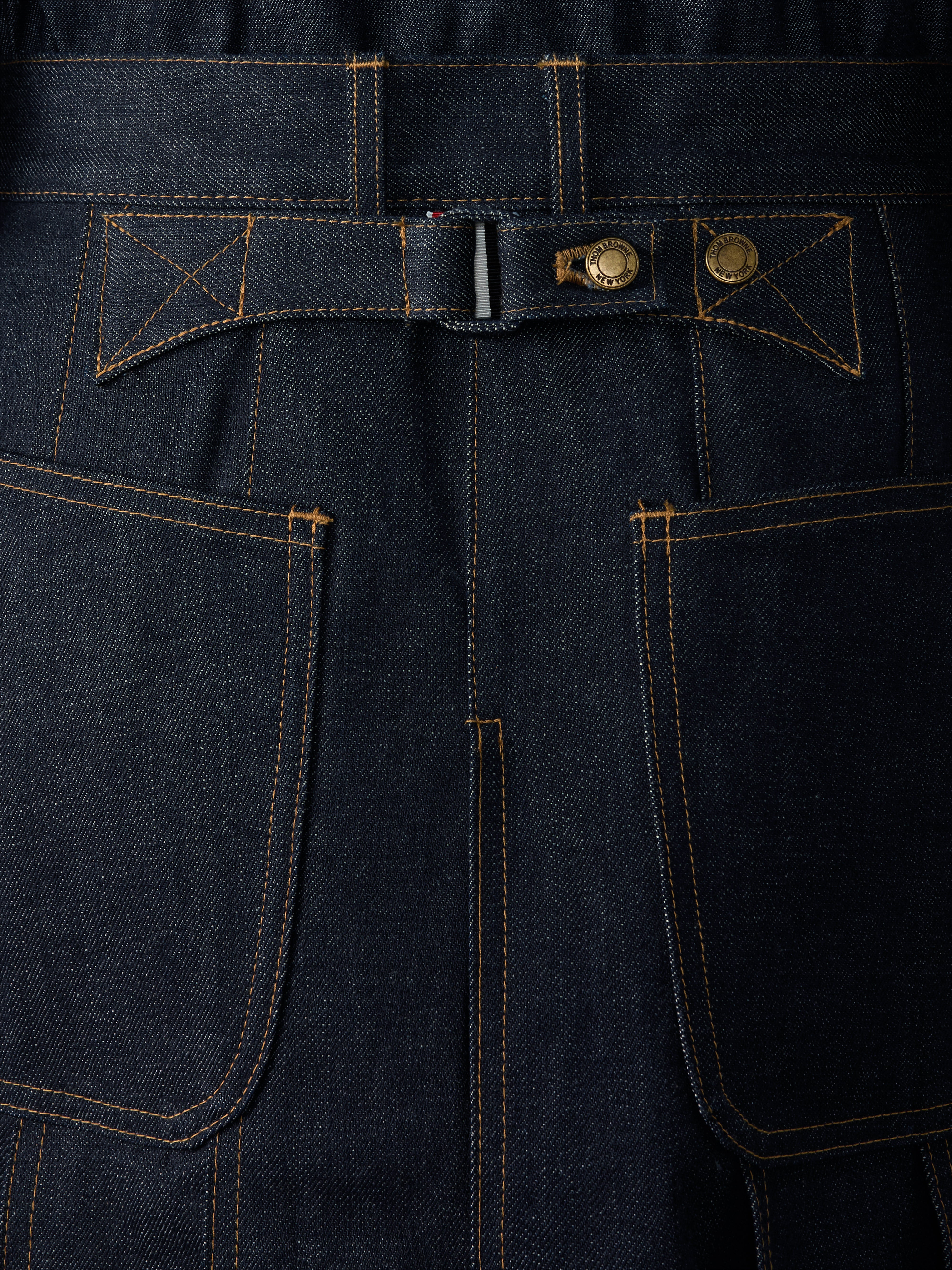 Selvedge Denim Backstrap Pleated Skirt | Thom Browne