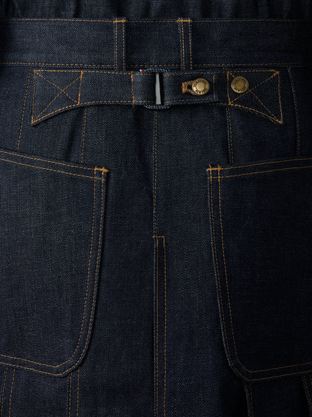 SELVEDGE DENIM 5-POCKET PLEATED SKIRT NAVY