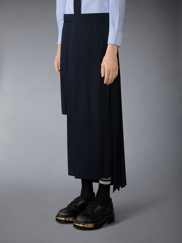 WOOL SEERSUCKER UTILITY BELT PLEATED SKIRT - image 2