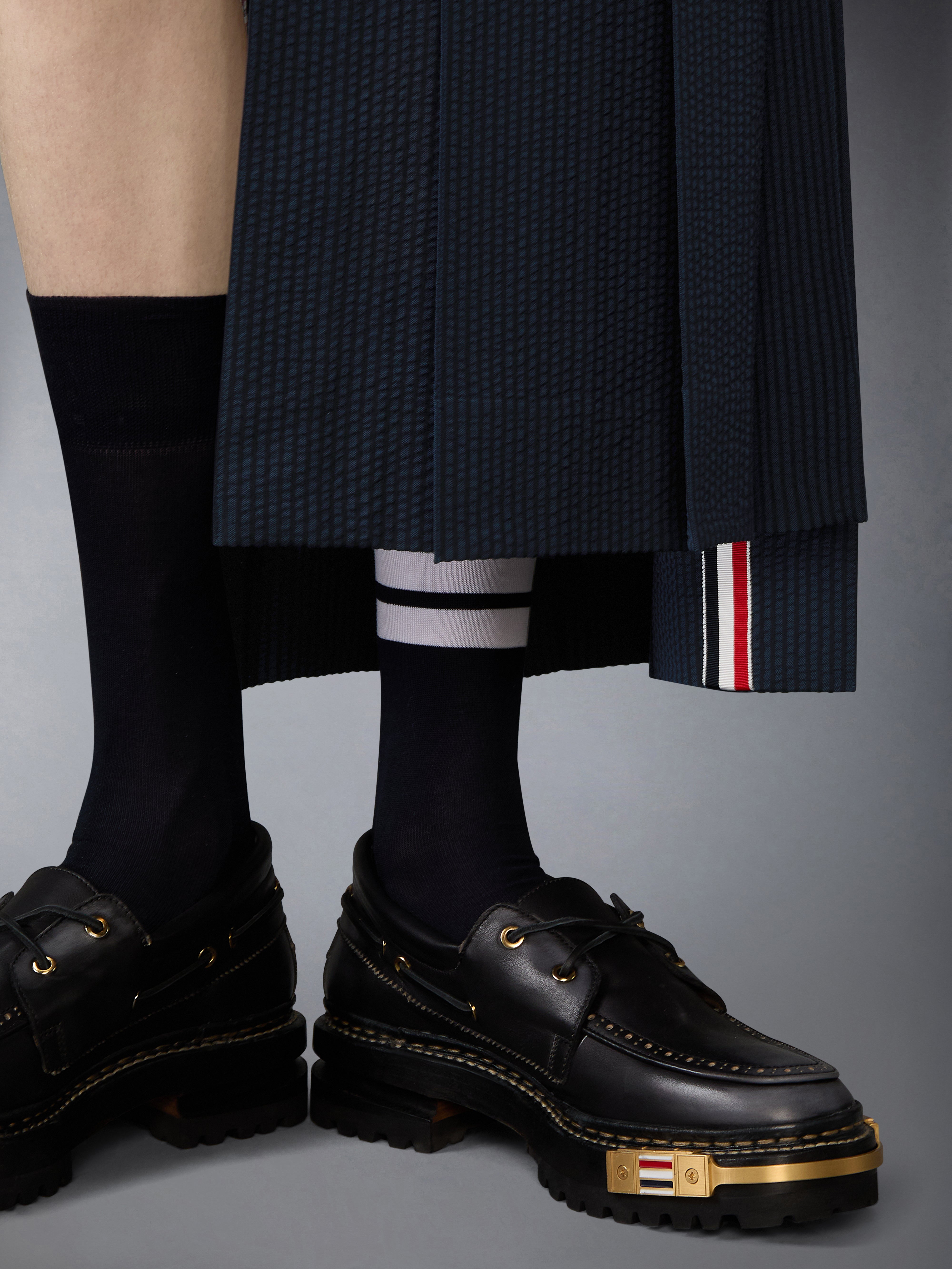 Wool Seersucker Utility Belt Pleated Skirt | Thom Browne