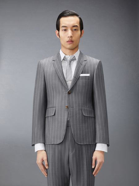 FLANNEL CHALK STRIPE SPORTCOAT WITH ARMBANDS MED GREY