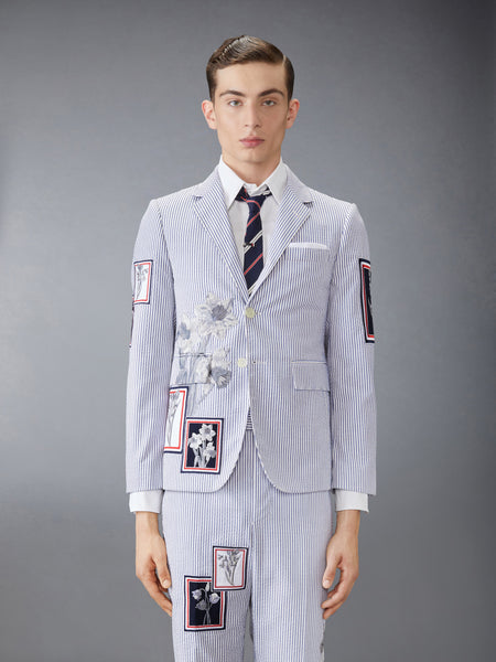 CLASSIC SEERSUCKER FRAMED FLORAL SPORT COAT NAVY