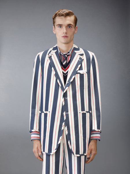 STRIPED SEERSUCKER OVERSIZED SPORTCOAT RWBWHT