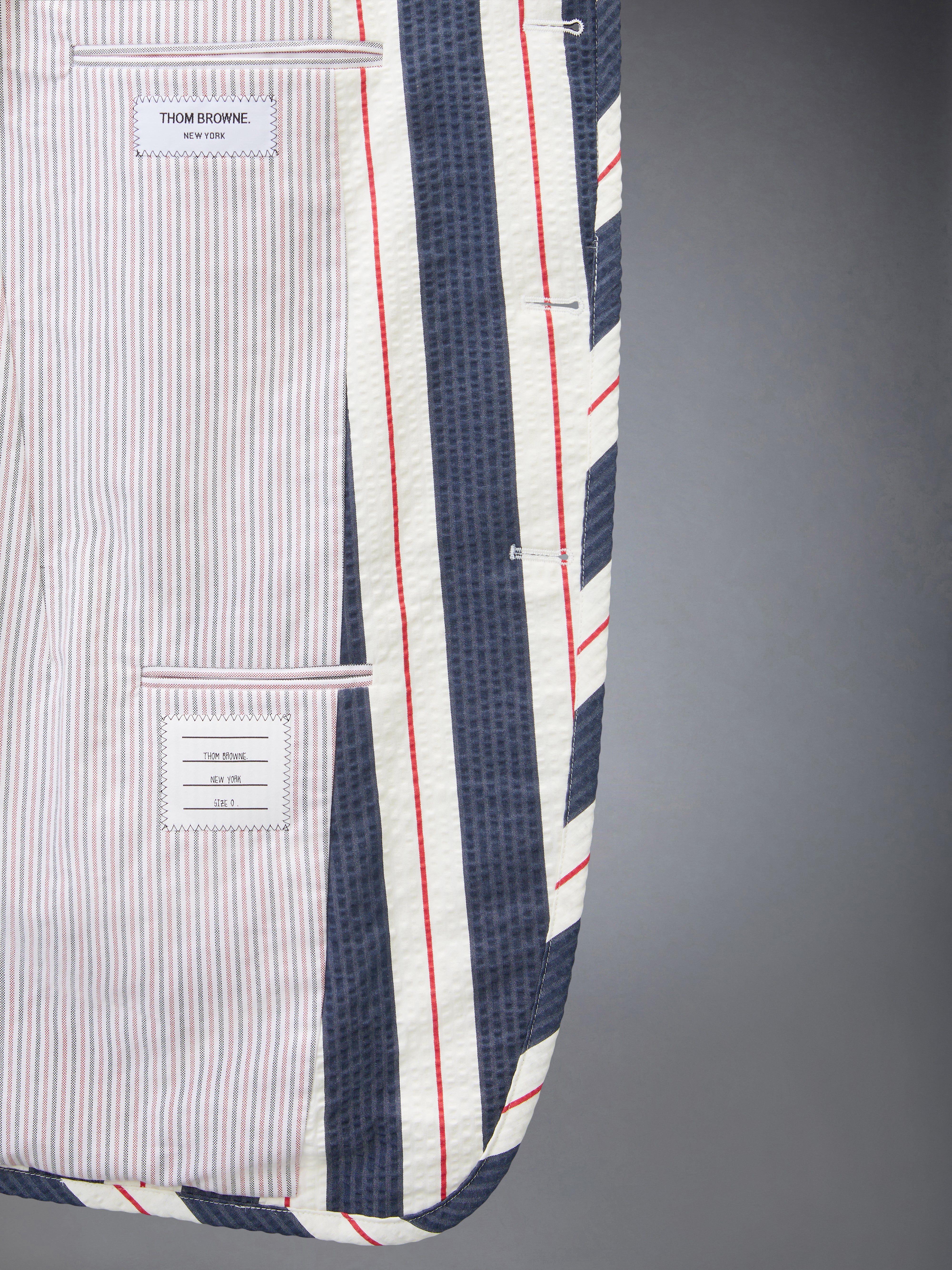 ストライプ シアサッカー オーバーサイズ スポーツコート | Thom Browne
