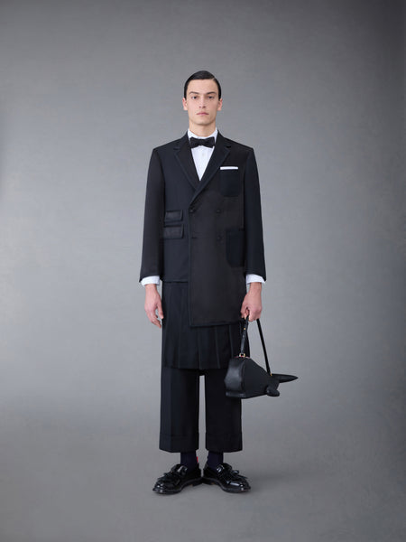 Funmix Duchesse Satin Collage Sport Coat BLACK