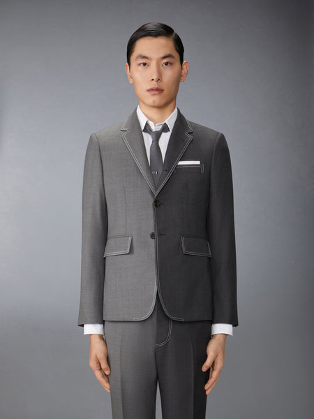 FUNMIX TWILL CONTRAST TOPSTITCHING CLASSIC SPORT COAT MED GREY