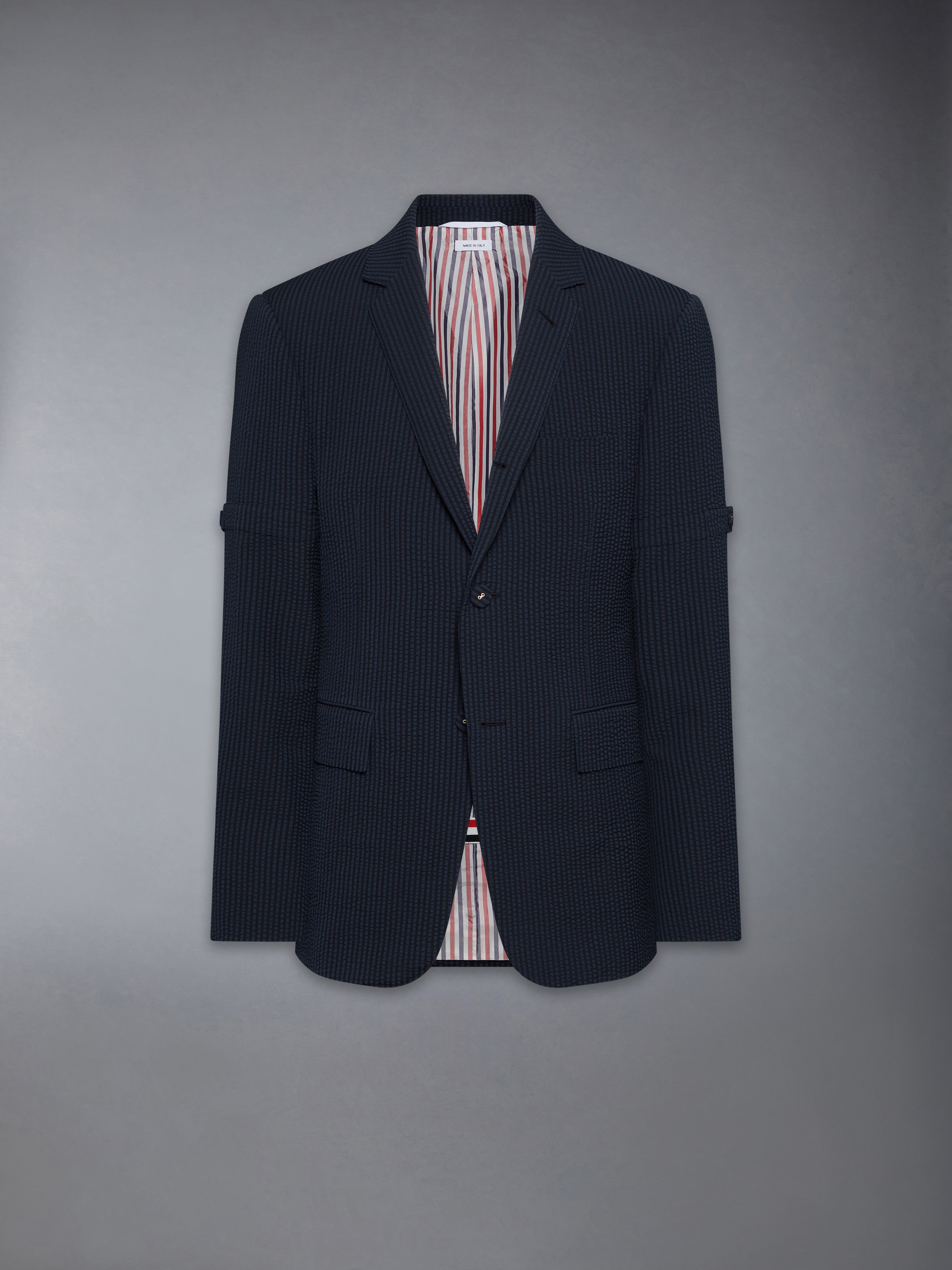 Wool Seersucker Sportcoat With Armbands | Thom Browne