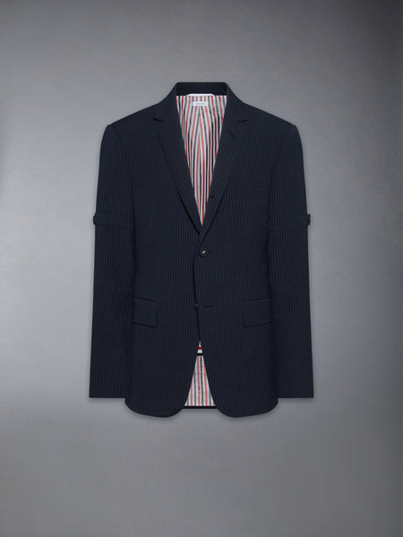 WOOL SEERSUCKER ARMBAND UNCONSTRUCTED SPORTCOAT NAVY