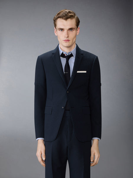WOOL SEERSUCKER ARMBAND UNCONSTRUCTED SPORTCOAT NAVY