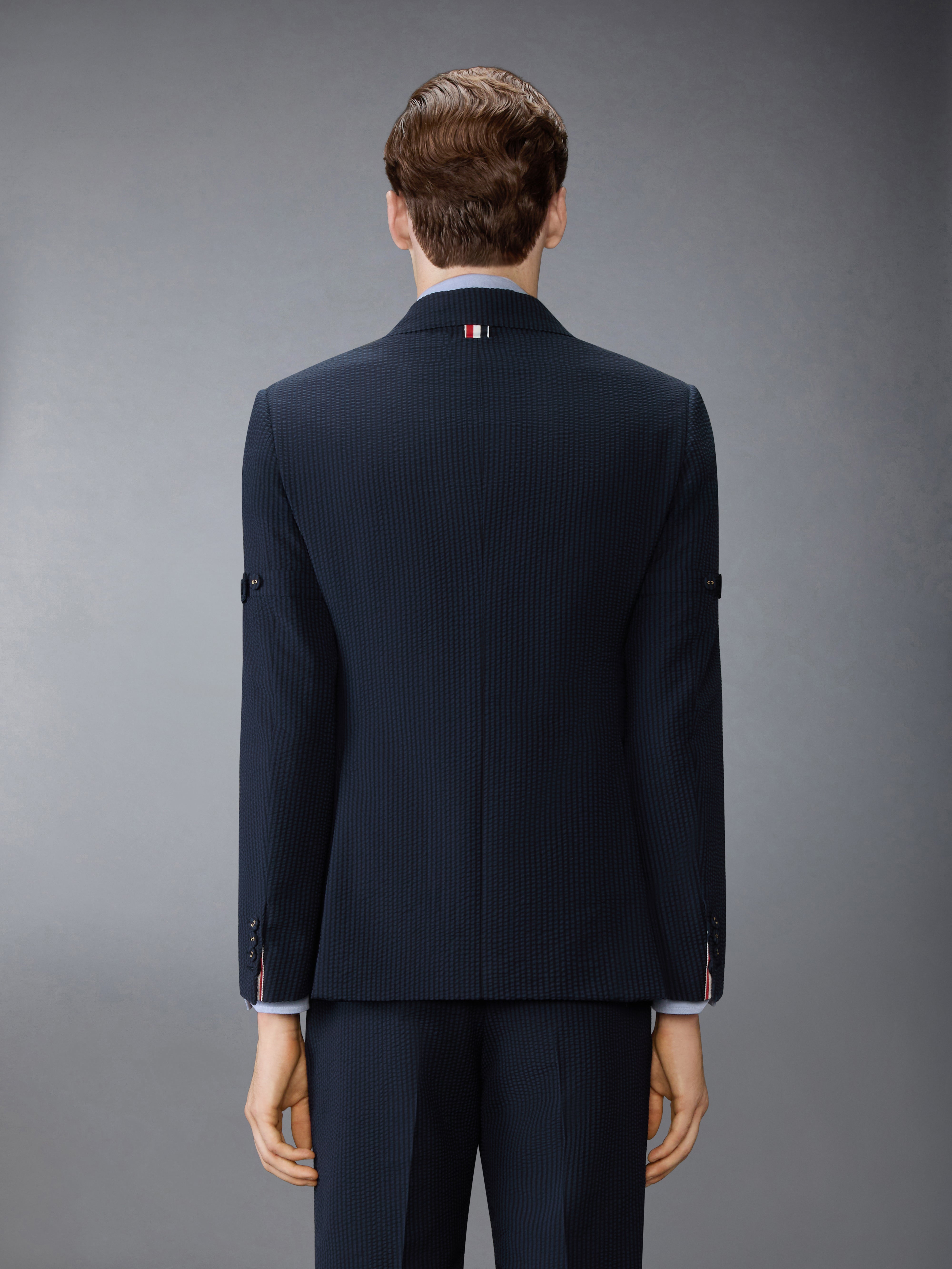 Wool Seersucker Sportcoat With Armbands | Thom Browne