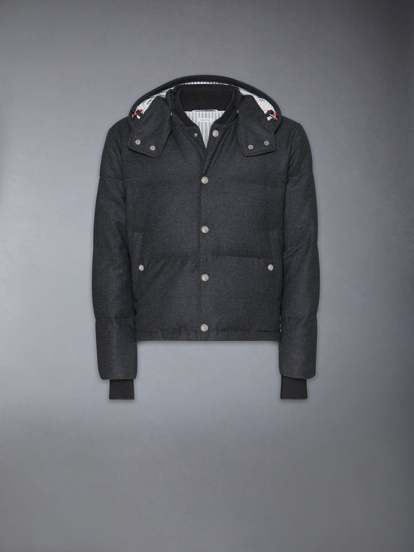 WOOL FLANNEL DOWN FILL DETACHABLE HOOD BOMBER - featured image