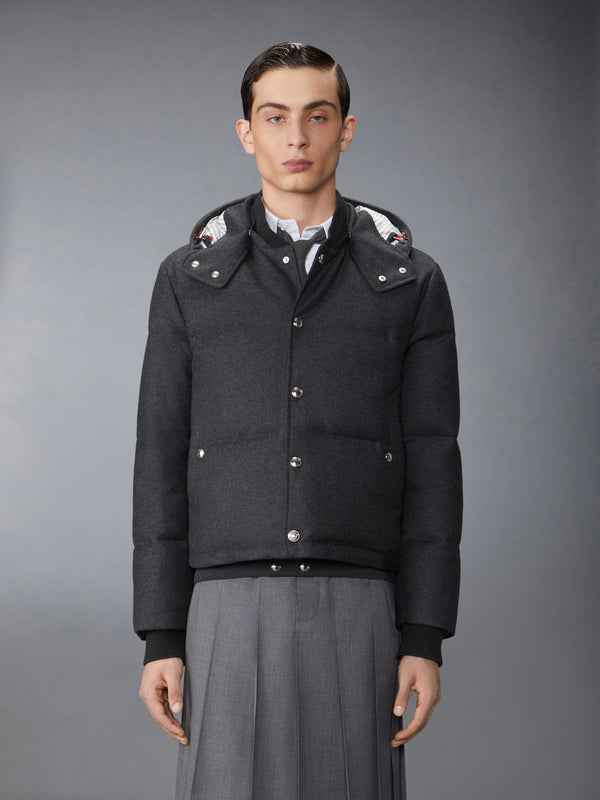 WOOL FLANNEL DOWN FILL DETACHABLE HOOD BOMBER - image 1