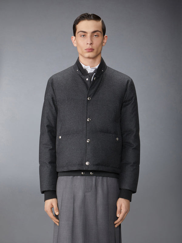WOOL FLANNEL DOWN FILL DETACHABLE HOOD BOMBER - image 2
