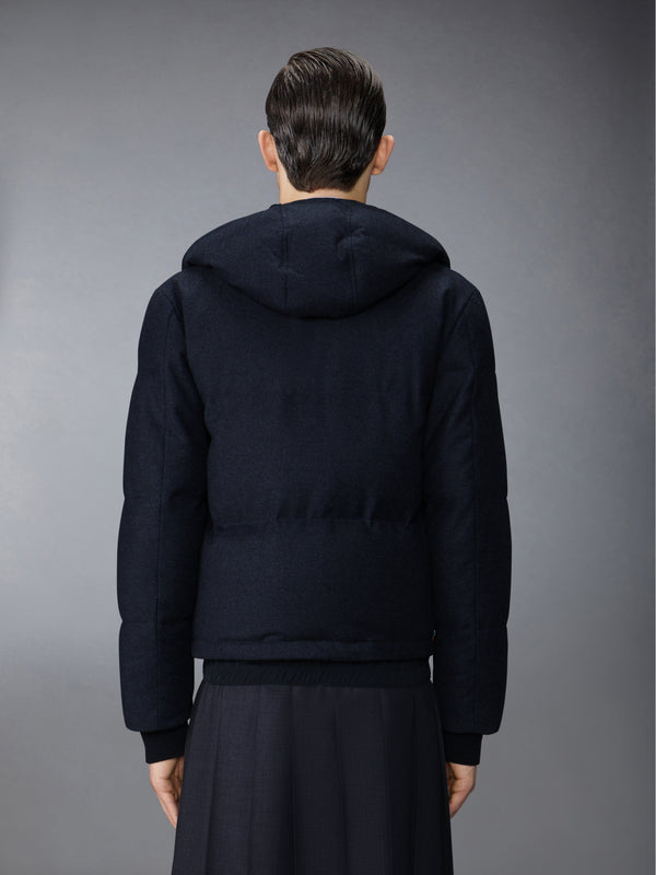 DOWNFILL SNAP FRONT DETACHABLE HOOD BOMBER W/ TONAL GROSGRAIN IN WOOL FLANNEL - image 3