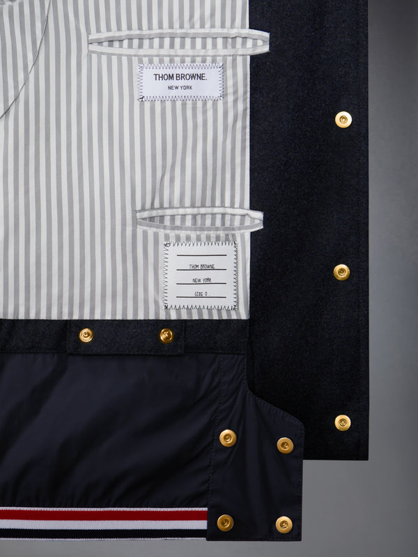 DOWNFILL SNAP FRONT DETACHABLE HOOD BOMBER W/ TONAL GROSGRAIN IN WOOL FLANNEL - image 7