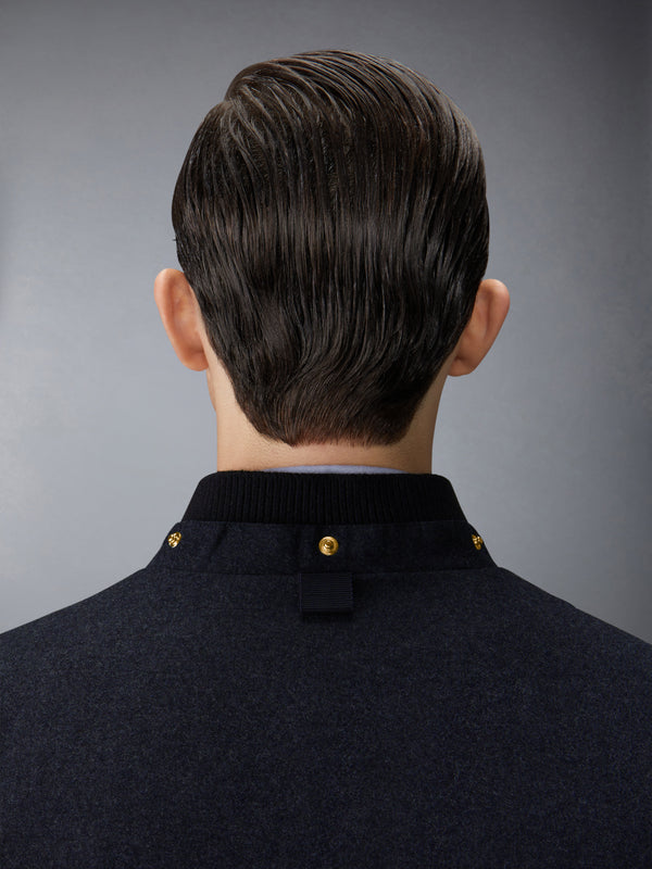 DOWNFILL SNAP FRONT DETACHABLE HOOD BOMBER W/ TONAL GROSGRAIN IN WOOL FLANNEL - image 8