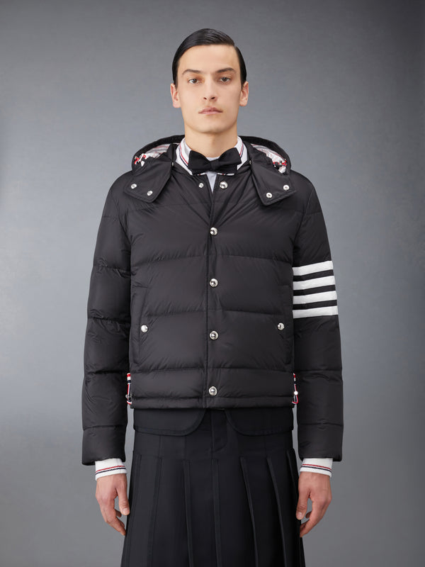 MATTE FINISH NYLON DOWN FILL 4-BAR DETACHABLE HOOD BOMBER - featured image