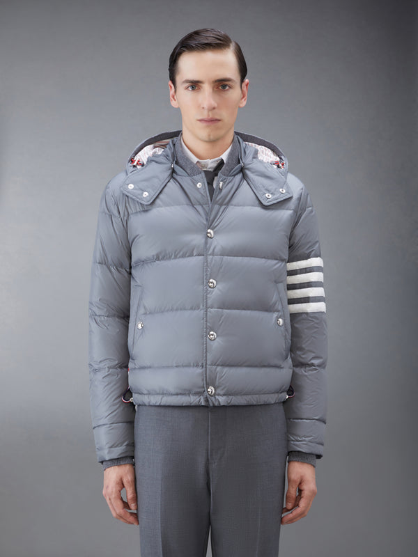 MATTE FINISH NYLON DOWN FILL 4-BAR DETACHABLE HOOD BOMBER - featured image
