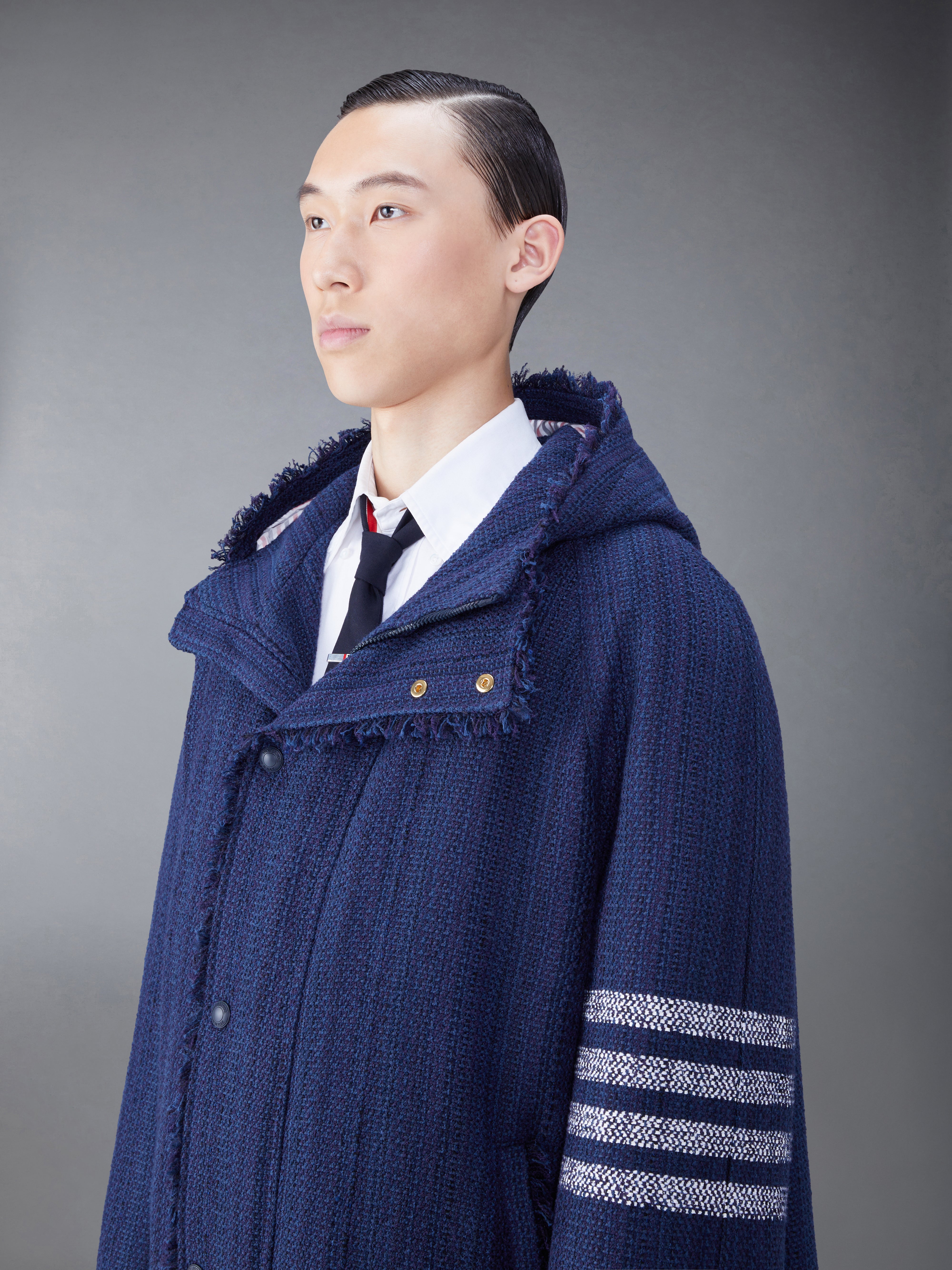 Tweed Fray 4-Bar Cropped Football Parka | Thom Browne