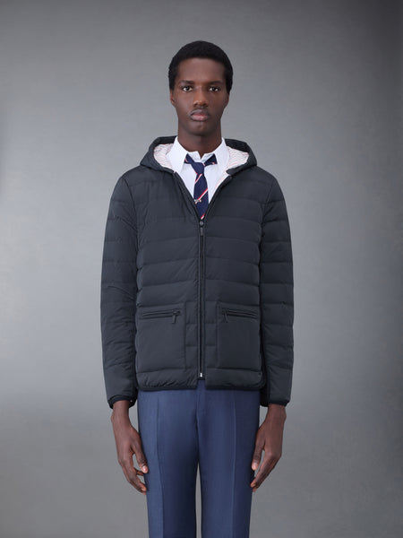 Poly Twill Rib 4-Bar Down Hooded Jacket CHARCOAL