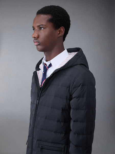 Poly Twill Rib 4-Bar Down Hooded Jacket CHARCOAL