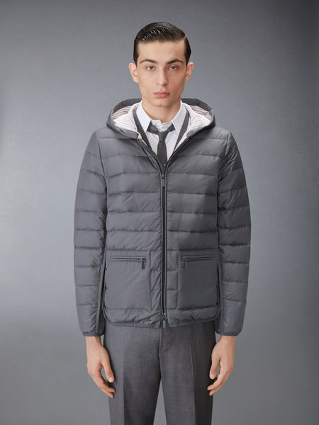 ULTRA LIGHT NYLON DOWN FILL HOOD JACKET DARK GREY