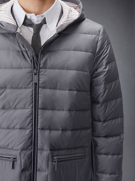 ULTRA LIGHT NYLON DOWN FILL HOOD JACKET DARK GREY