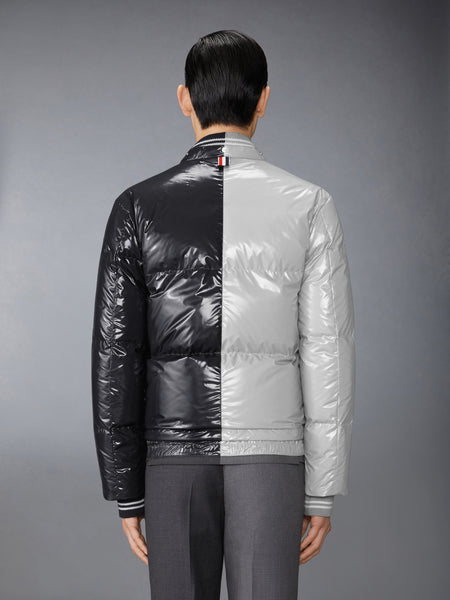 FUNMIX GLOSSY TECH DOWN FILL DETACHABLE HOOD BOMBER LT GREY