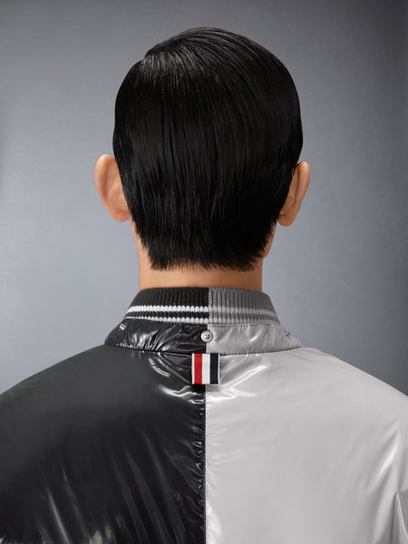 FUNMIX GLOSSY TECH DOWN FILL DETACHABLE HOOD BOMBER LT GREY
