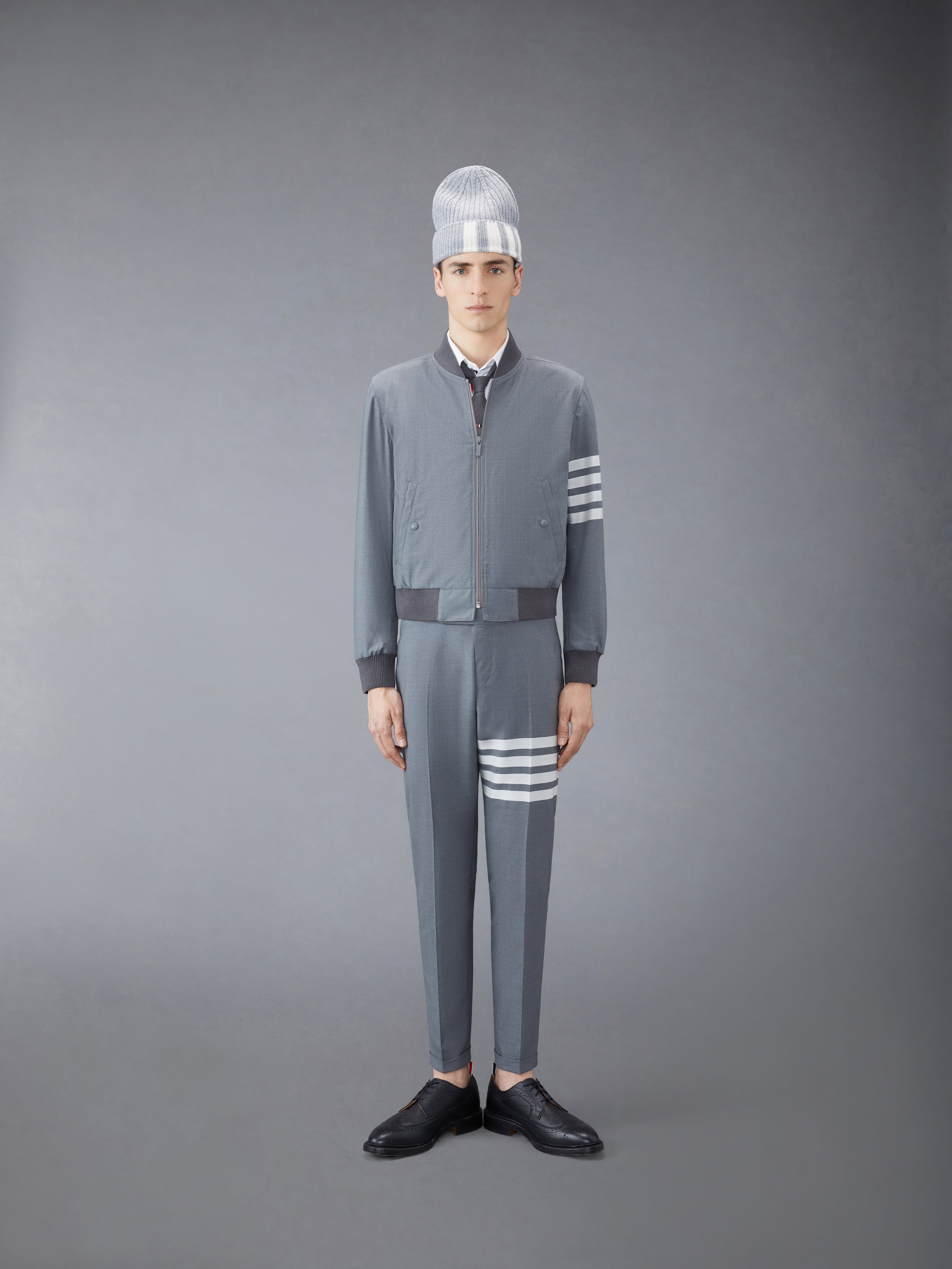 Plain Weave 4 Bar Kint Rib Blouson | Thom Browne