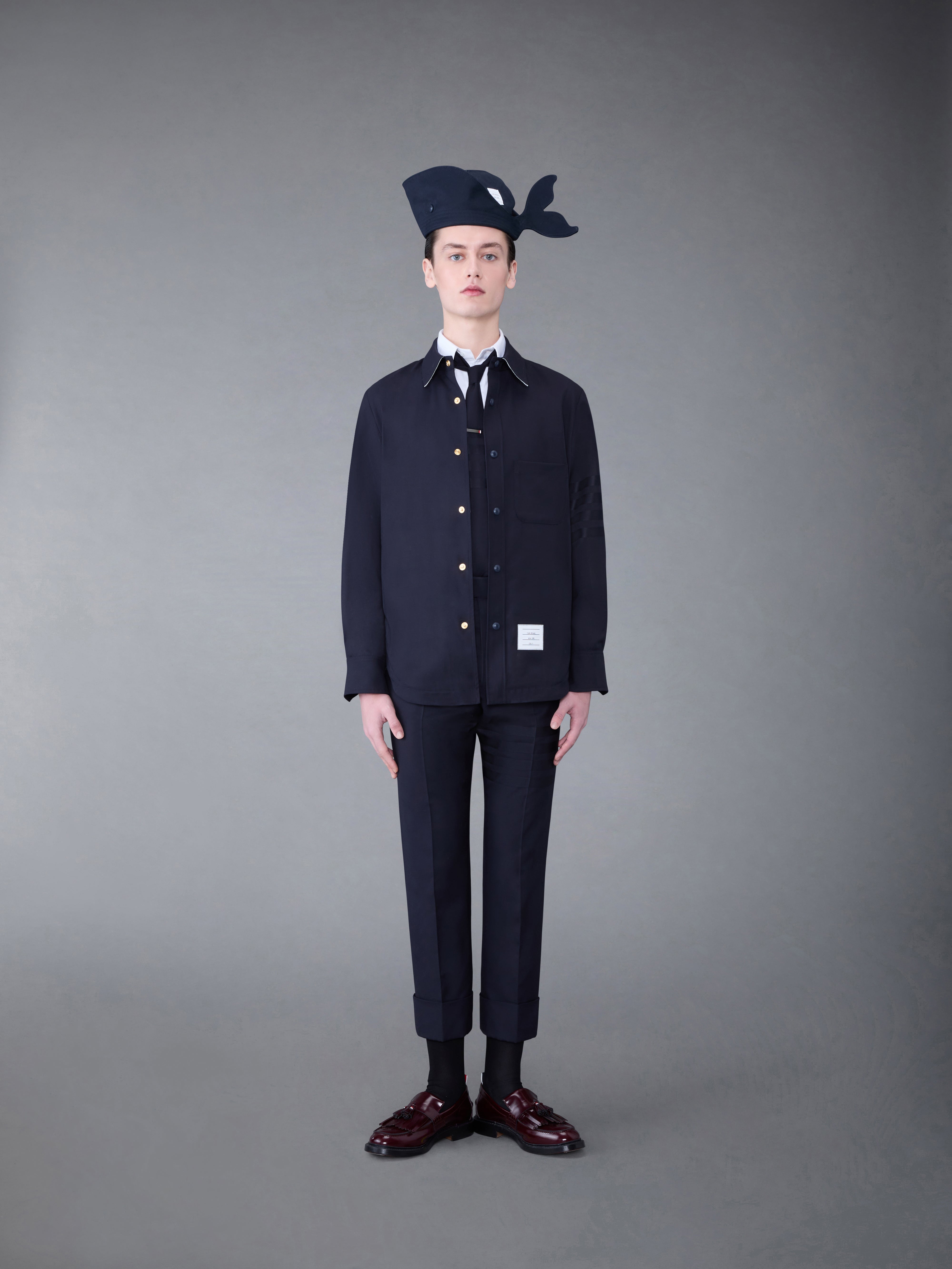Thom Browne　4BAR ムートンジャケット Thom Browne 4BAR ムートンジャケット | ブルー | FARFETCH JP